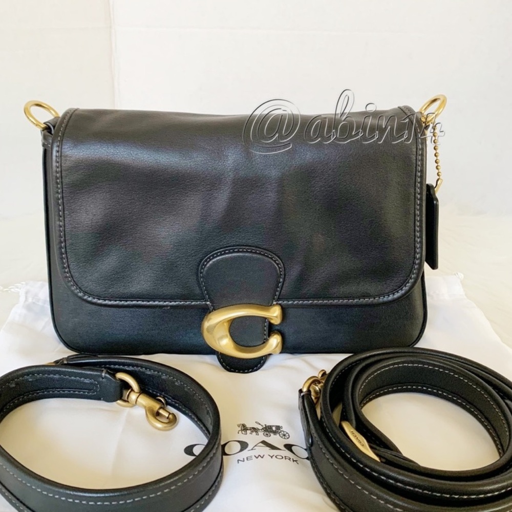 Coach Soft Tabby Black Leather Shoulder Crossbody Bag